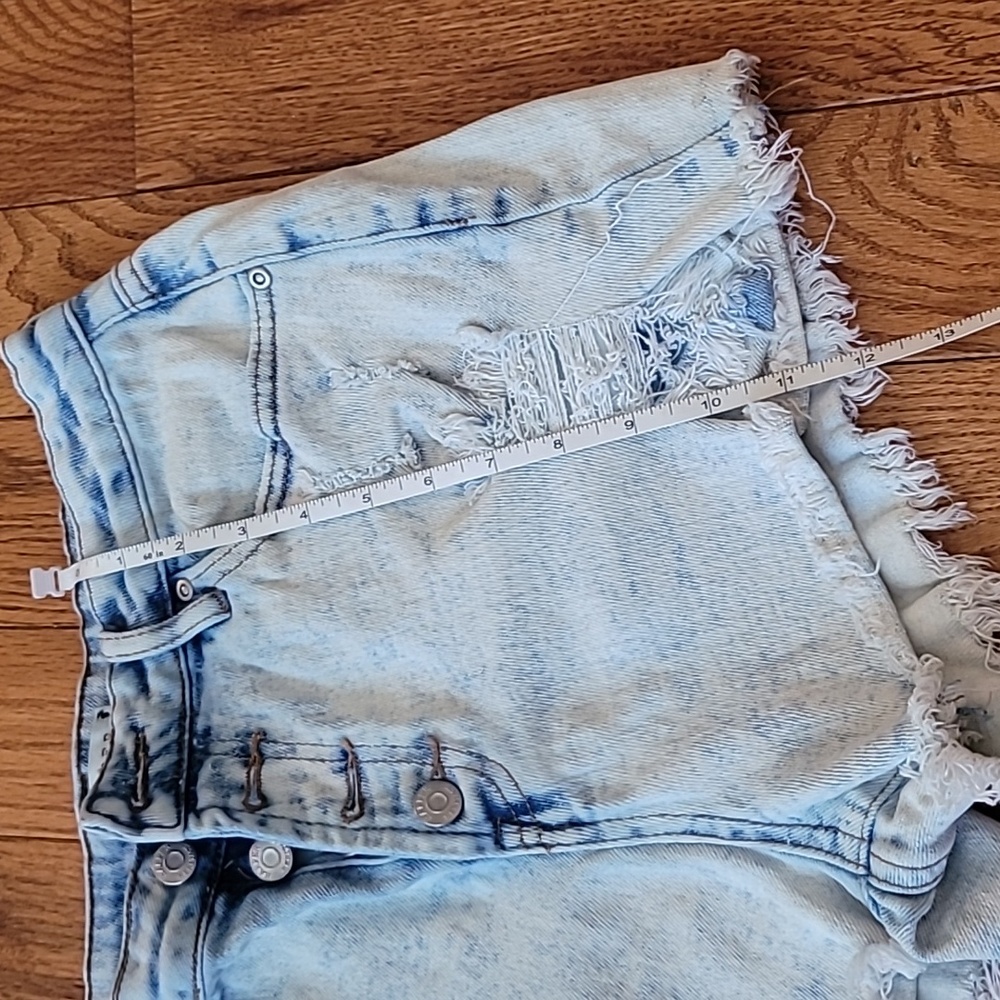 Trendy Light Blue Distressed Denim Shorts - Picture 7 of 11